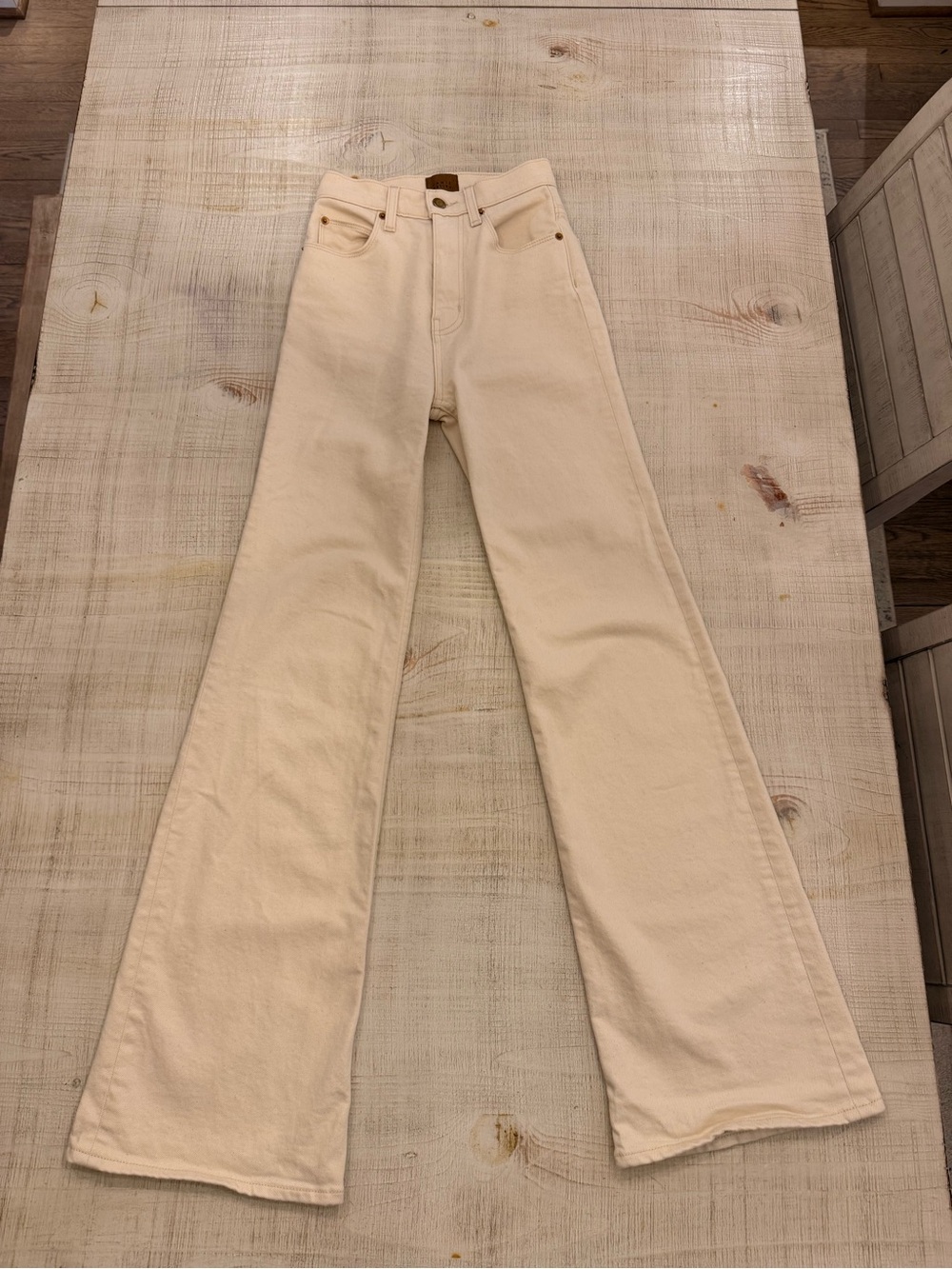 High-Rise Cream Wide-Leg Jeans for Women